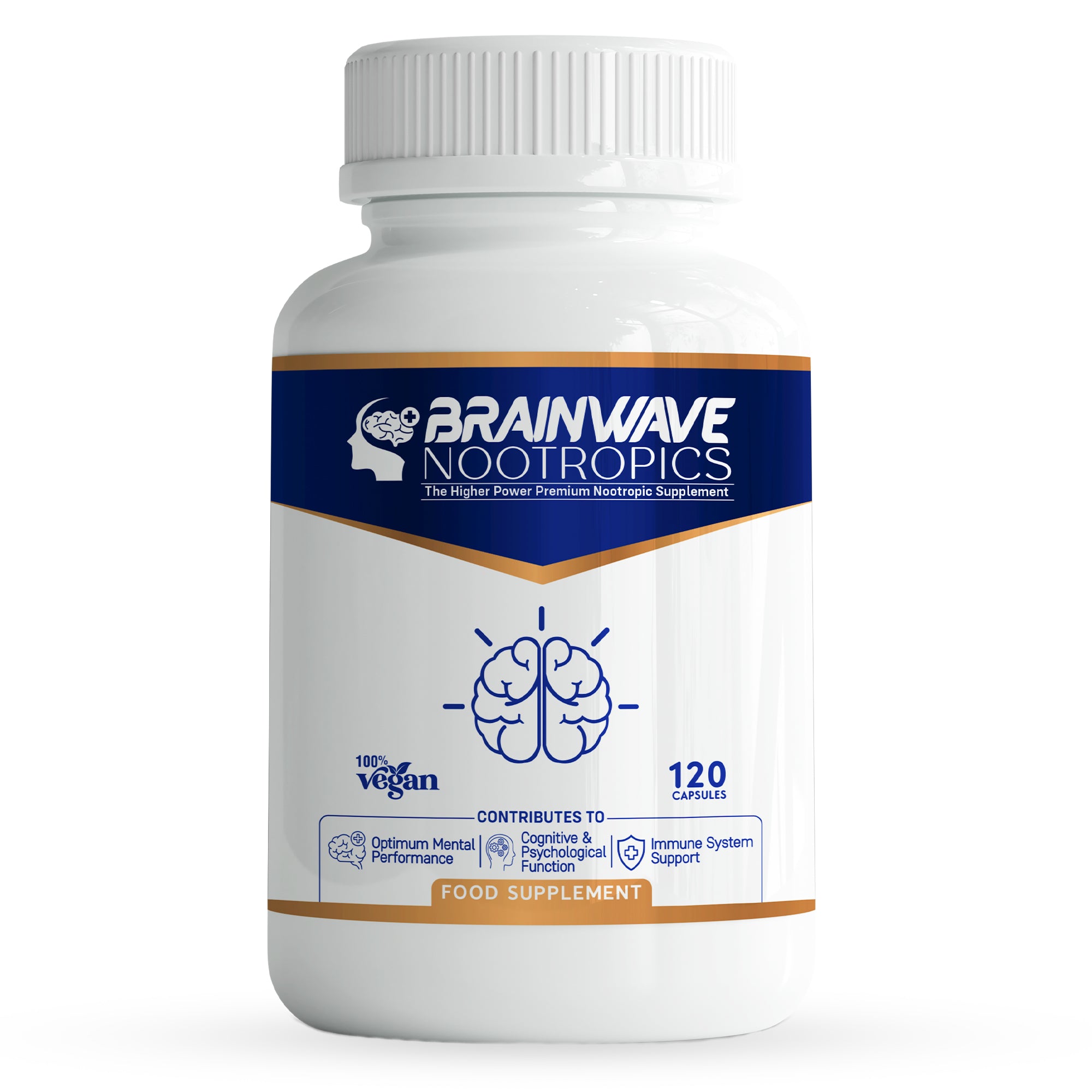 Brainwave Nootropics® | High Strength Nootropic & Adaptogen Brain Function & Immune System Support Complex | Ashwagandha 1000mg - Lion's Mane 1000mg - L-Theanine 300mg - Vitamins D3, B5, B12, Zinc